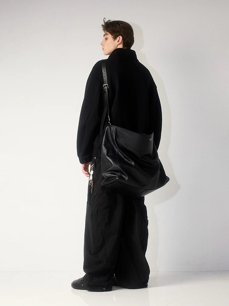 Magnetic Button Mock Neck Sweatshirt
