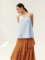 Sculptural Curved Strapless Top