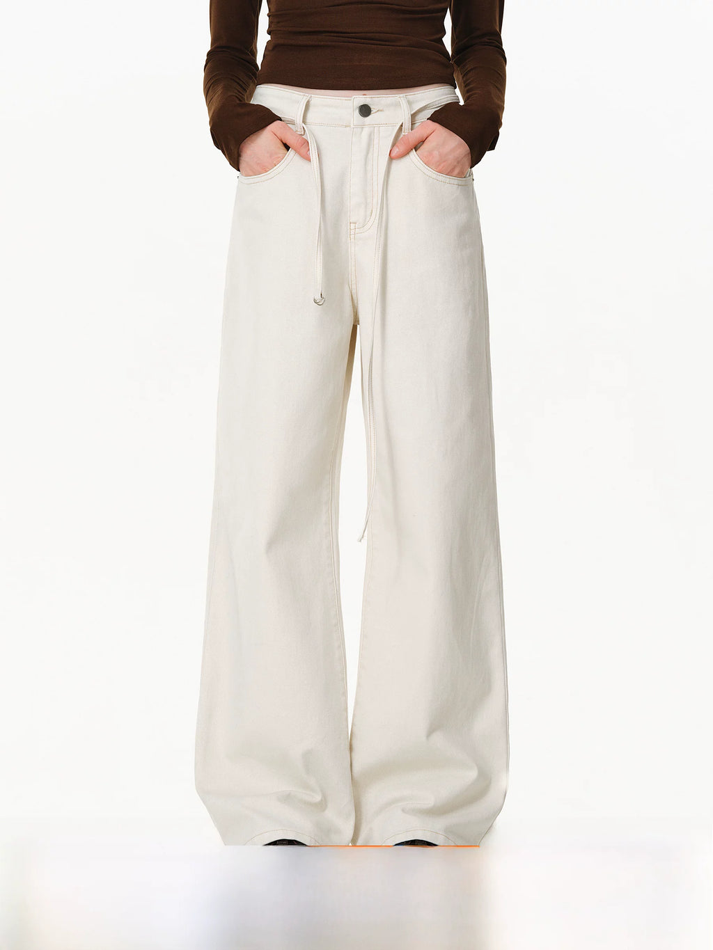 High-Waisted Wide-Leg Denim Trousers
