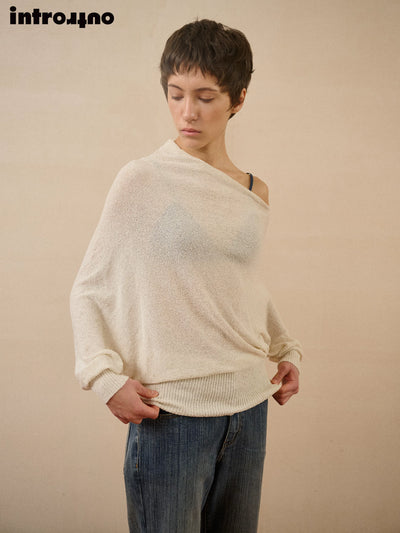 Asymmetric Linen Blend Knit Pullover