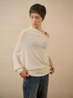 Asymmetric Linen Blend Knit Pullover