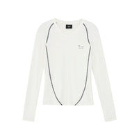 Contrast Stitch V-Neck Long Sleeve Top