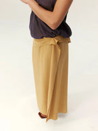 Linen Asymmetric Draped Midi Skirt