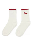 Embroidered Dachshund Cotton Crew Socks