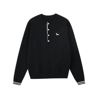 Contrast Trim Henley Knit Sweater