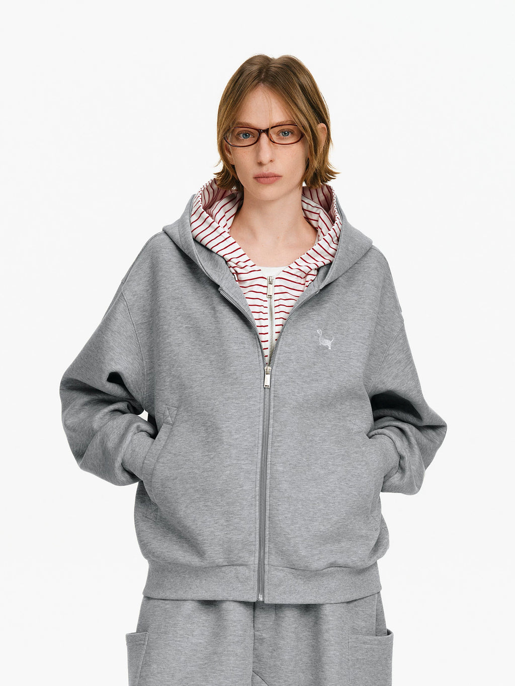 Detachable Layered Zip-Up Hoodie