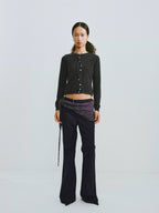 Cropped Wool Button-Down Cardigan