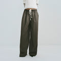 Tencel Acetate Drawstring Wide-Leg Trousers
