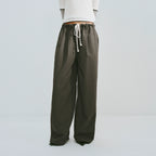 Tencel Acetate Drawstring Wide-Leg Trousers