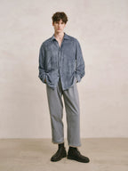Pleated Corduroy Tapered Trousers