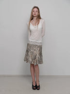 Lace-Trimmed Tencel Wool V-Neck Top