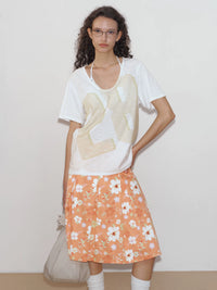 Graphic Print U-Neck T-Shirt