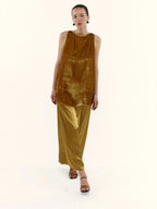 Sunset Gold Velvet Two-Piece Maxi Dress