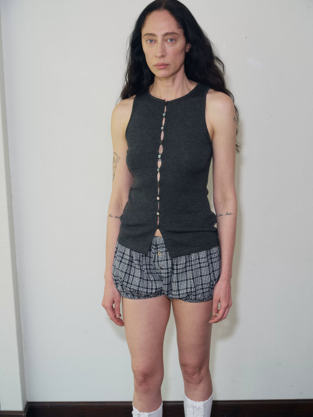Ribbed Wool Button-Front Tank