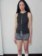 Ribbed Wool Button-Front Tank