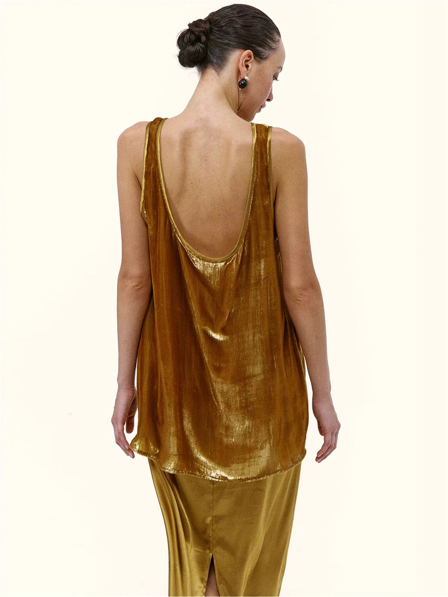 Sunset Gold Velvet Two-Piece Maxi Dress