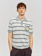 Snoopy Embroidered Striped Knit Polo