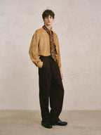 Wool Blend Pleated Tailored Trousers
