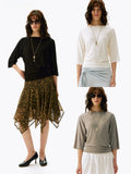 Three-Quarter Sleeve Boat Neck Tee