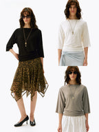 Three-Quarter Sleeve Boat Neck Tee