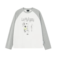 Puppy Graphic Raglan Long-Sleeve Tee
