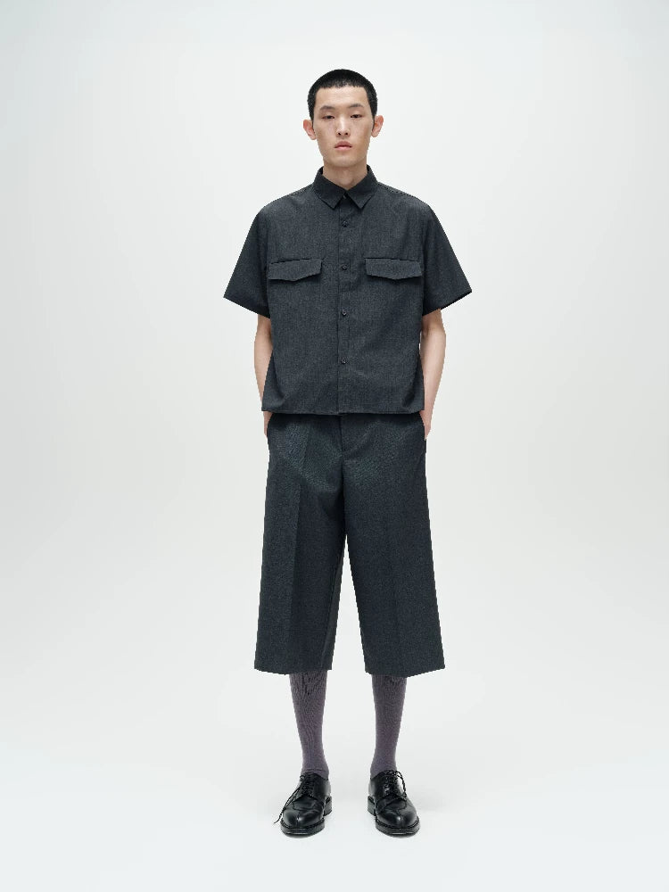 Wool Blend Utility Short Sleeve Shirt
