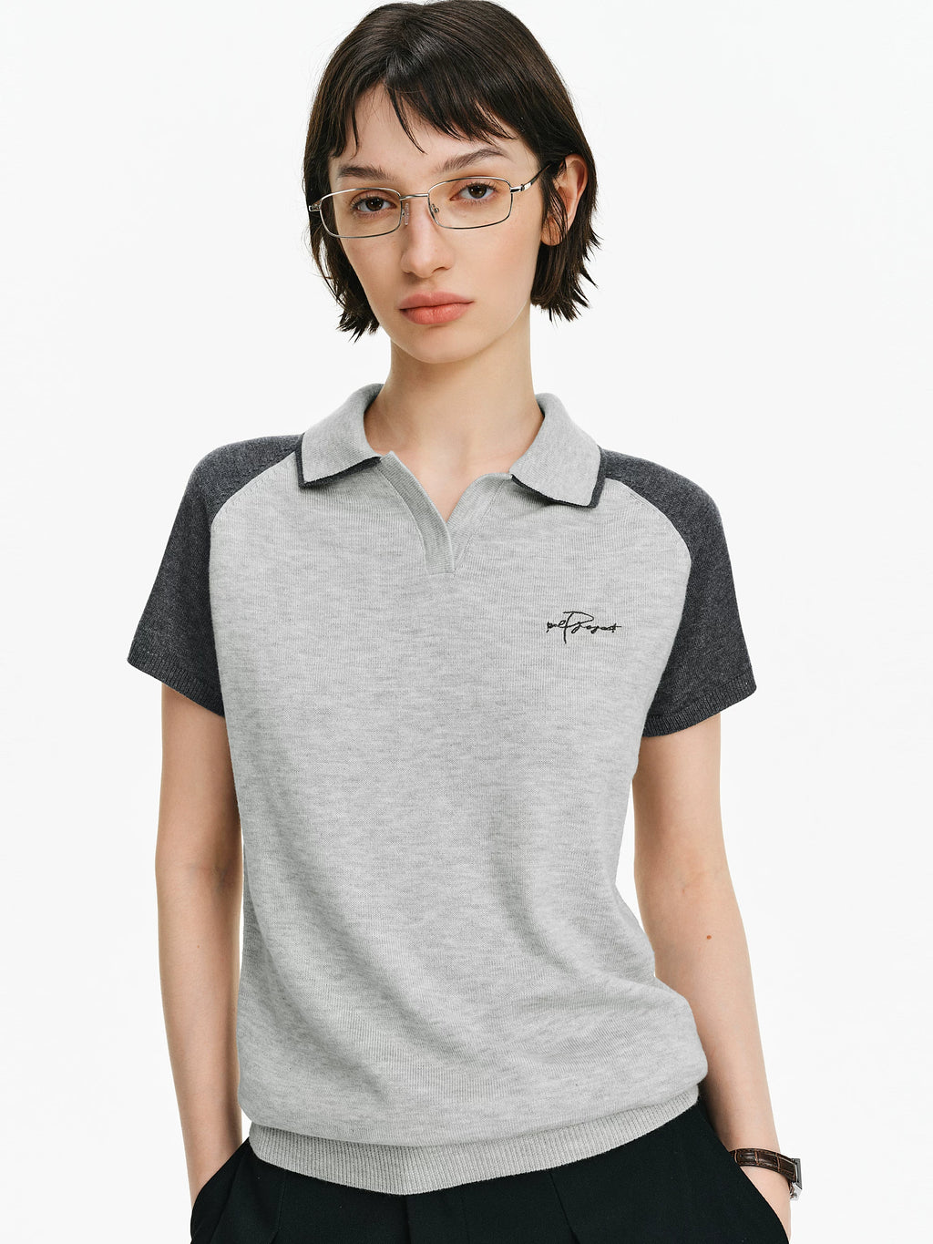 Raglan Knit Polo Shirt
