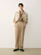 Italian Cotton-Linen Jacquard Chore Jacket