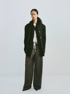 Tencel Acetate Drawstring Wide-Leg Trousers
