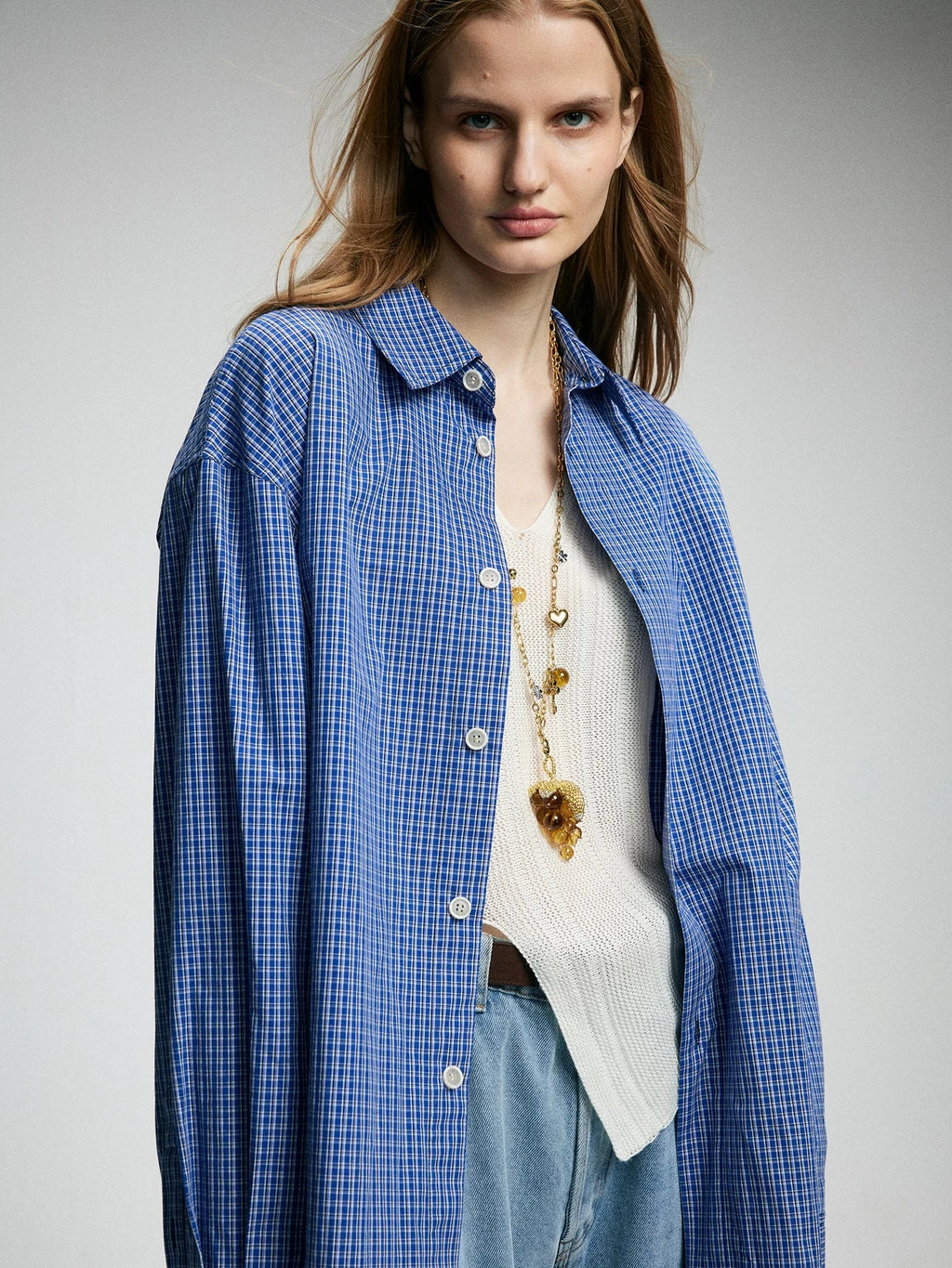 Oversized Plaid Button-Down Shirt