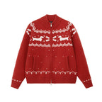 Fair Isle Dachshund Zip-Up Sweater