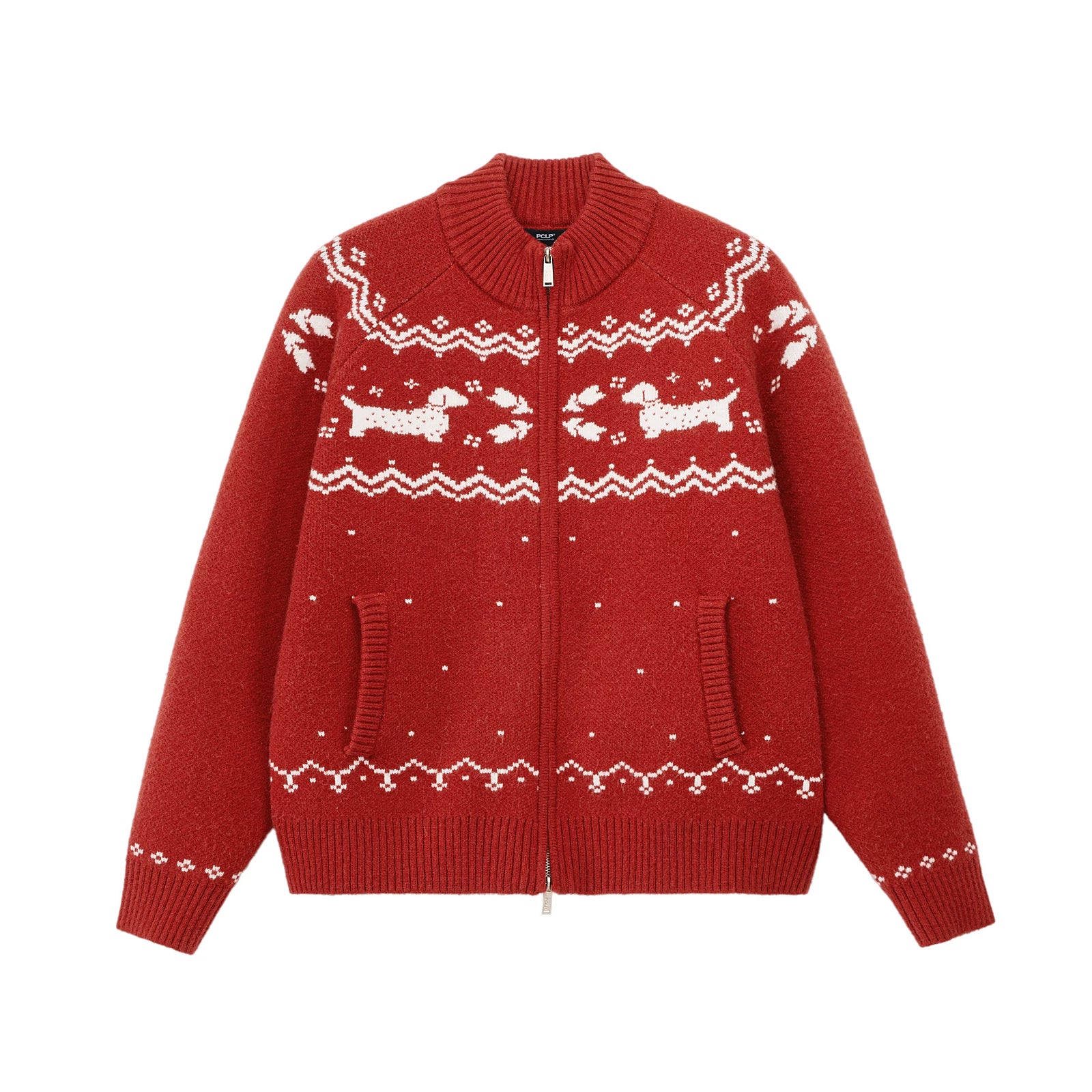 Fair Isle Dachshund Zip-Up Sweater