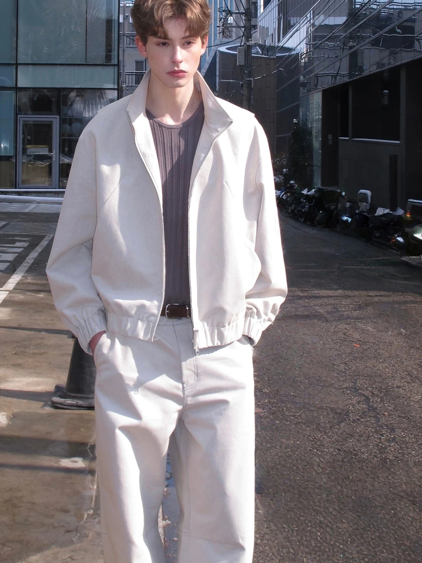 Minimalist Stand-Collar Zip Jacket