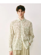 Botanical Print Linen Blend Shirt