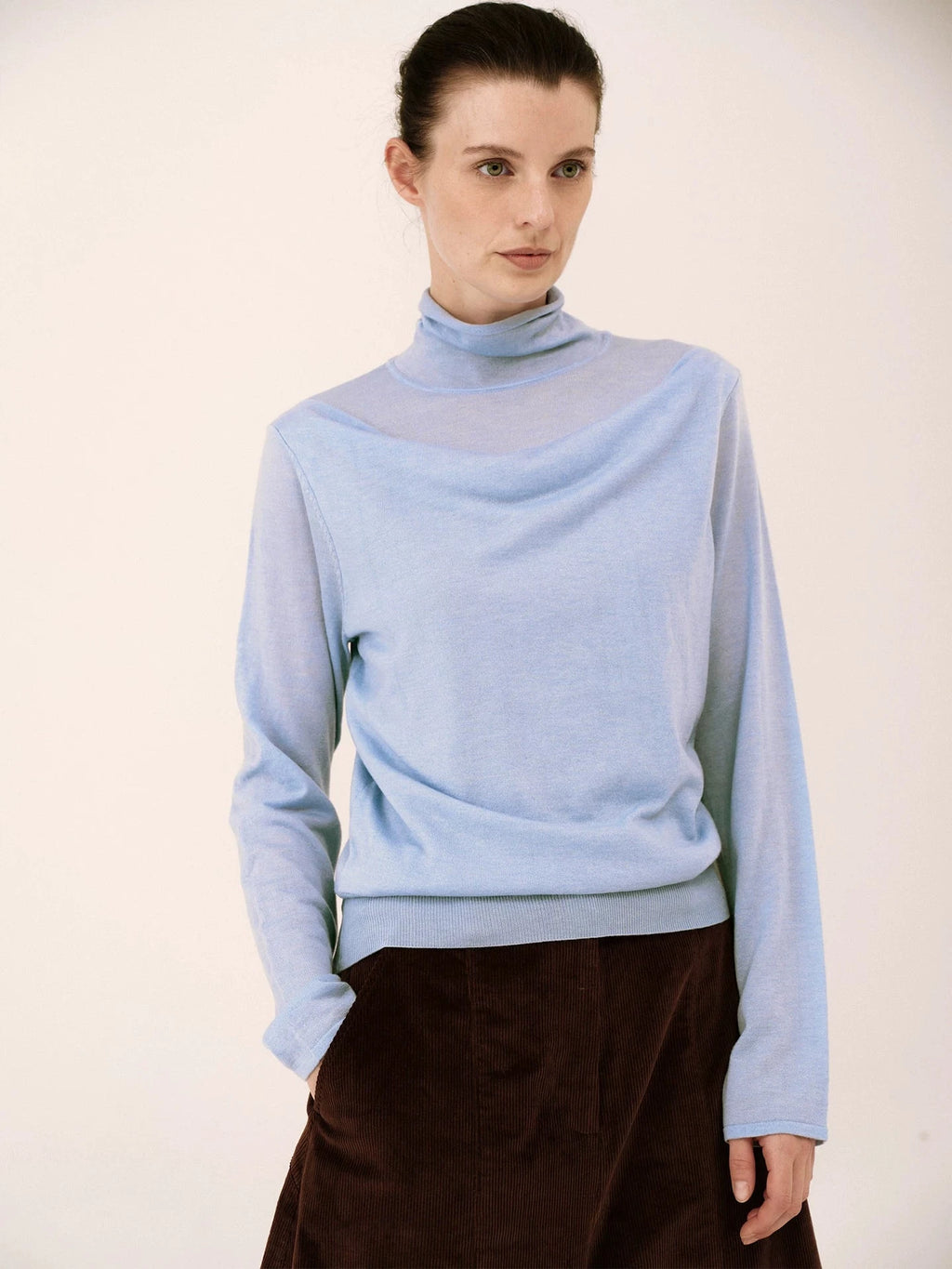 Off-White Wool Mock Neck Sweater