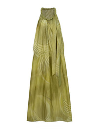 Abstract Print Halter Maxi Dress