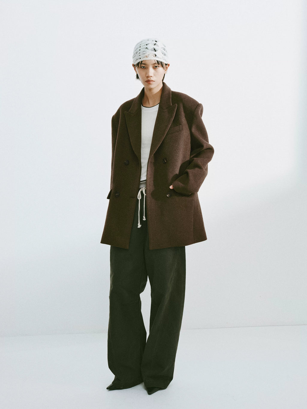 Oversized Wool Blend Double-Breasted Blazer