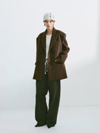 Oversized Wool Blend Double-Breasted Blazer