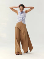 Asymmetrical Wide-Leg Tailored Trousers