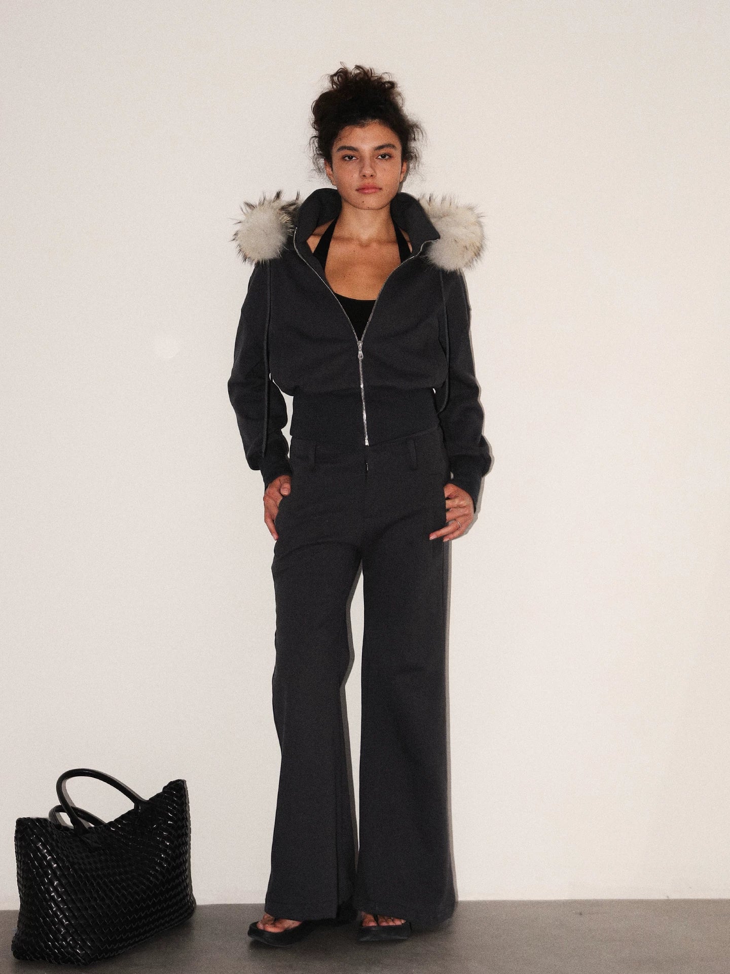 Low-Rise Flared Knit Trousers