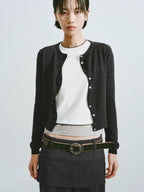 Cropped Wool Button-Down Cardigan