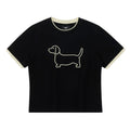 Embroidered Puppy Graphic Ringer T-Shirt