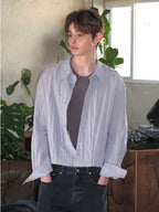 Textured Oversized Button-Down Shirt