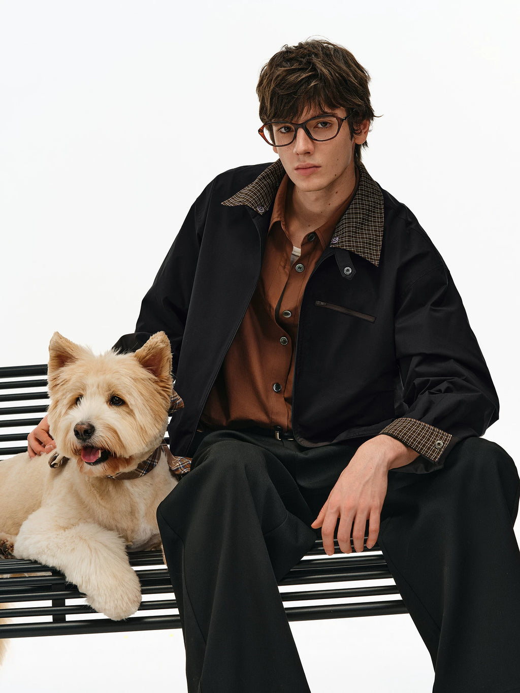 Convertible Plaid Collar Harrington Jacket