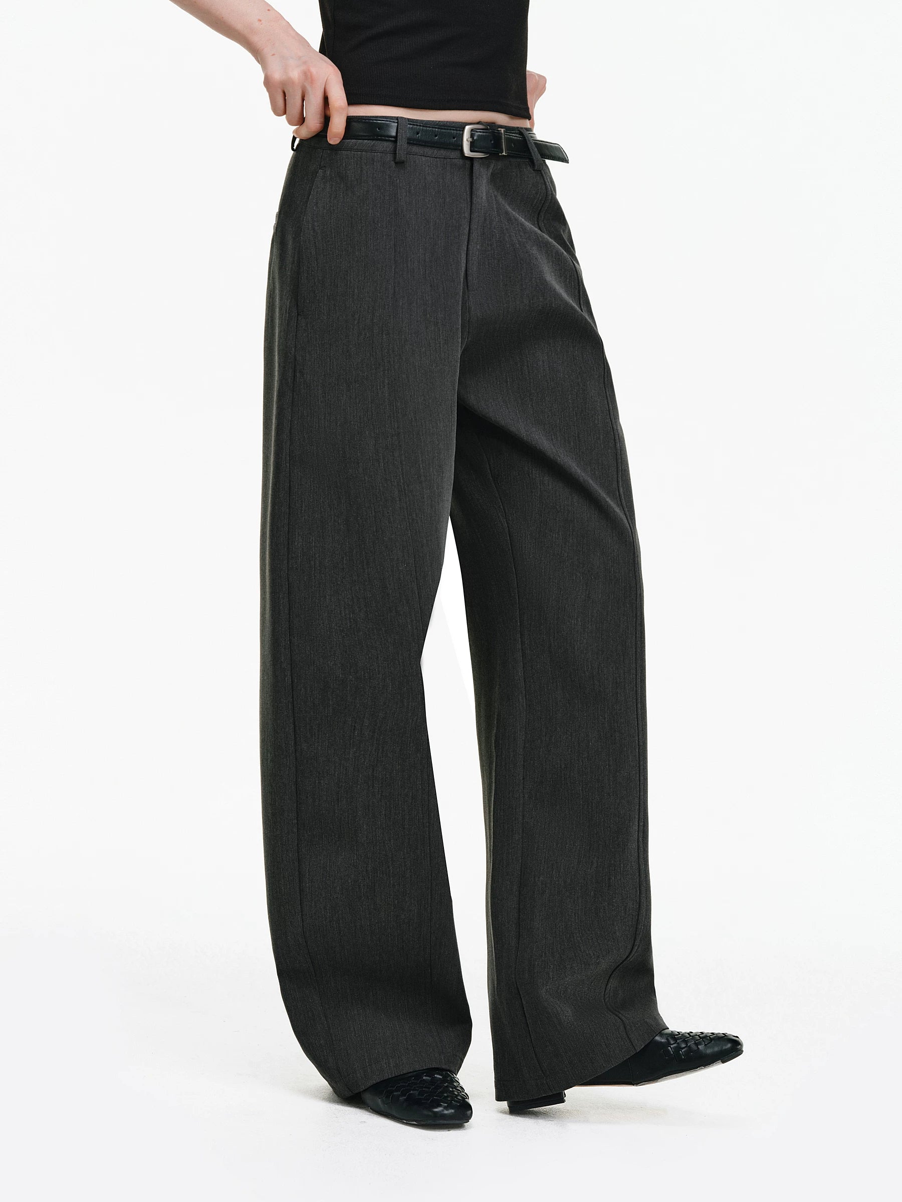 High-Waisted Tailored Wide-Leg Trousers