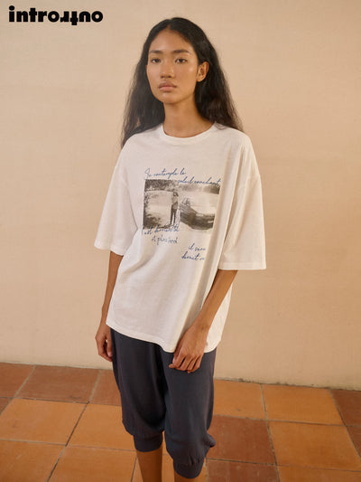 Graphic Print Oversized Cotton T-Shirt