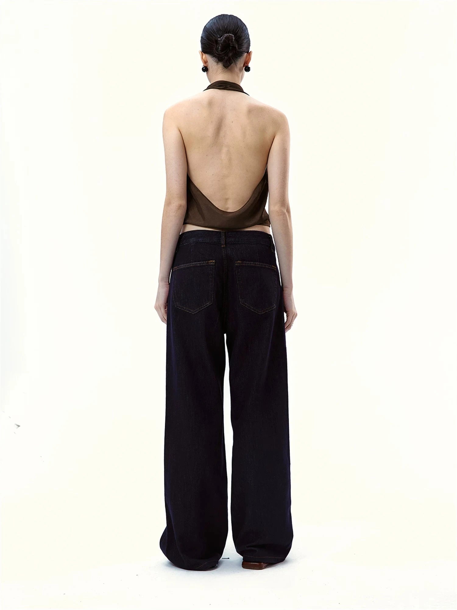 High-Waisted Wide-Leg Denim Jeans