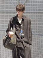 Textured Striped Oversized Shirt