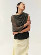 Asymmetrical Mesh Layered Sleeveless Top