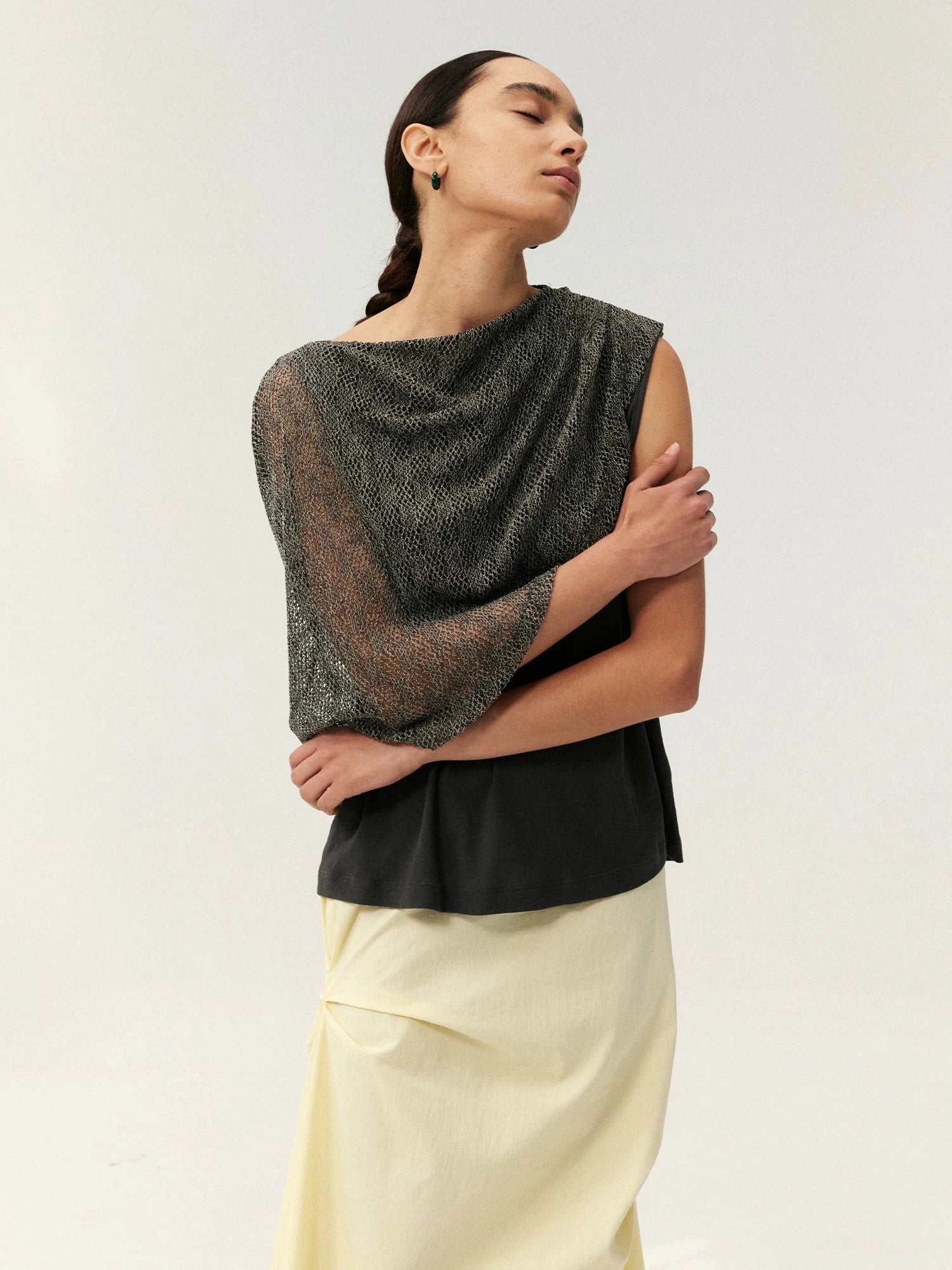 Asymmetrical Mesh Layered Sleeveless Top